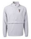 View image 3: GA Tech Yellow Jackets College Vault Cutter & Buck Charter Recycled Packable Mens Half Zip Anorak Jacket Polished Medium Gray Mannequin