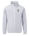 View image 3: GA Tech Yellow Jackets College Vault Cutter & Buck Charter Recycled Packable Mens Full Zip Jacket Polished Medium Gray Mannequin