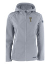 View image 3: GA Tech Yellow Jackets College Vault Cutter & Buck Evoke Recycled Honeycomb Fleece Womens Full Zip Jacket CONCRETE Mannequin