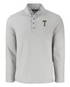 GA Tech Yellow Jackets College Vault Cutter & Buck Hunts Point Eco Textured Fleece Recycled Mens Snap Pullover Polished Medium Gray Mannequin Thumbnail Image