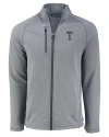 GA Tech Yellow Jackets College Vault Cutter & Buck Peshastin Fleece Recycled Mens Full Zip Jacket Elemental Grey Heather Mannequin Thumbnail Image