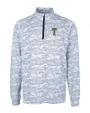 GA Tech Yellow Jackets College Vault Cutter & Buck Traverse Stretch Eco Camo Print Quarter Zip Mens Big and Tall Pullover Charcoal Mannequin Thumbnail Image