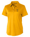 GA Tech Yellow Jackets College Vault Cutter & Buck Prospect Eco Textured Stretch Recycled Womens Short Sleeve Polo College Gold Mannequin Thumbnail Image