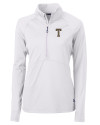 GA Tech Yellow Jackets College Vault Cutter & Buck Adapt Eco Knit Stretch Recycled Womens Half Zip Pullover White Mannequin Thumbnail Image