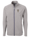 GA Tech Yellow Jackets College Vault Cutter & Buck Adapt Eco Knit Hybrid Recycled Mens Full Zip Jacket Polished Medium Gray Mannequin Thumbnail Image