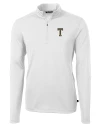 GA Tech Yellow Jackets College Vault Cutter & Buck Virtue Eco Pique Recycled Quarter Zip Mens Pullover White Mannequin Thumbnail Image