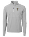 GA Tech Yellow Jackets College Vault Cutter & Buck Adapt Eco Knit Hybrid Recycled Mens Quarter Zip Polished Medium Gray Mannequin Thumbnail Image