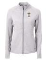 GA Tech Yellow Jackets College Vault Cutter & Buck Adapt Eco Knit Heather Recycled Womens Full Zip Polished Heather Mannequin Thumbnail Image