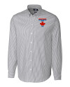 Toronto Blue Jays City Connect Cutter & Buck Stretch Oxford Stripe Mens Long Sleeve Dress Shirt Charcoal Mannequin Thumbnail Image