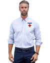Toronto Blue Jays City Connect Cutter & Buck Stretch Oxford Stripe Mens Long Sleeve Dress Shirt French Blue Front Thumbnail Image