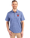 Toronto Blue Jays City Connect Cutter & Buck Forge Eco Heather Stripe Stretch Recycled Mens Polo Tour Blue Heather Front Thumbnail Image