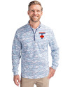 Toronto Blue Jays City Connect Cutter & Buck Traverse Stretch Eco Camo Print Quarter Zip Mens Pullover Indigo Front Thumbnail Image