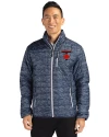 Toronto Blue Jays City Connect Cutter & Buck Rainier PrimaLoft® Mens Eco Insulated Full Zip Printed Puffer Jacket Dark Navy Front Thumbnail Image