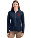 Toronto Blue Jays City Connect Cutter & Buck Adapt Eco Knit Hybrid Recycled Womens Full Zip Jacket Navy Blue Front Thumbnail Image