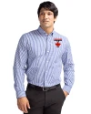 Toronto Blue Jays City Connect Cutter & Buck Easy Care Stretch Gingham Mens Big and Tall Long Sleeve Dress Shirt Tour Blue Front Thumbnail Image