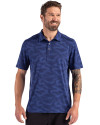 Cutter & Buck Coastline Epic Comfort Recycled Mens Camo Print Polo Tour Blue Front Thumbnail Image