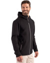 Clique Tempo Recycled Stretch Softshell Mens Hooded Jacket Black/Pure Slate Side Thumbnail Image