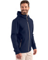 Clique Tempo Recycled Stretch Softshell Mens Hooded Jacket Dark Navy/Pure Slate Side Thumbnail Image