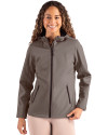 Clique Tempo Recycled Stretch Softshell Womens Hooded Jacket Pistol/Black Front Thumbnail Image