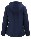 Clique Tempo Recycled Stretch Softshell Womens Hooded Jacket Dark Navy/Pure Slate Mannequin Back Thumbnail Image