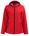 Clique Tempo Recycled Stretch Softshell Womens Hooded Jacket Red/Black Mannequin Thumbnail Image