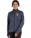 Syracuse Orange Cutter & Buck Peshastin Fleece Recycled Womens Full Zip Jacket Navy Blue Heather Front Thumbnail Image