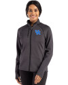 Kentucky Wildcats Cutter & Buck Peshastin Fleece Recycled Womens Full Zip Jacket Black Heather Front Thumbnail Image