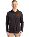 Oregon State Beavers Cutter & Buck Coastline Epic Comfort Recycled Mens Long Sleeve Polo Black Front Thumbnail Image