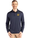 Cal Golden Bears Cutter & Buck Coastline Epic Comfort Recycled Mens Long Sleeve Polo Navy Blue Front Thumbnail Image