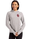 Oklahoma Sooners  Cutter & Buck Adapt Knit Recycled Womens Heathered Hooded Pullover Polished Heather Front Thumbnail Image