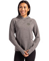 Wake Forest Demon Deacons Cutter & Buck Adapt Knit Recycled Womens Heathered Hooded Pullover Black Heather Front Thumbnail Image
