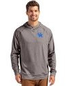 Kentucky Wildcats Cutter & Buck Adapt Knit Recycled Mens Heathered Hooded Pullover Black Heather Front Thumbnail Image