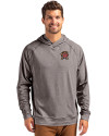 Maryland Terrapins Cutter & Buck Adapt Knit Recycled Mens Heathered Hooded Pullover Black Heather Front Thumbnail Image