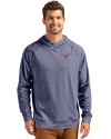 Texas Longhorns Cutter & Buck Adapt Knit Recycled Mens Heathered Hooded Pullover Navy Blue Heather Front Thumbnail Image