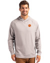 Clemson Tigers Cutter & Buck Adapt Knit Recycled Mens Heathered Hooded Pullover Polished Heather Front Thumbnail Image