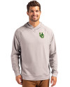 Oregon Ducks- Cutter & Buck Adapt Knit Recycled Mens Heathered Hooded Pullover Polished Heather Front Thumbnail Image