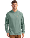 Miami Hurricanes Cutter & Buck Adapt Knit Recycled Mens Heathered Hooded Pullover Hunter Heather Front Thumbnail Image