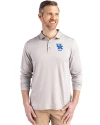 View image 4: Kentucky Wildcats Alumni Cutter & Buck Coastline Recycled Double Peached Mens Long Sleeve Polo CONCRETE Front