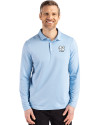 North Carolina Tar Heels Alumni Cutter & Buck Coastline Epic Comfort Recycled Mens Long Sleeve Polo Atlas Light Blue Front Thumbnail Image