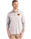 Oklahoma State Cowboys Alumni Cutter & Buck Coastline Epic Comfort Recycled Mens Long Sleeve Polo CONCRETE Front Thumbnail Image