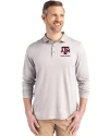 Texas A&M Aggies Alumni Cutter & Buck Coastline Epic Comfort Recycled Mens Long Sleeve Polo CONCRETE Front Thumbnail Image