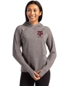 Texas A&M Aggies Alumni Cutter & Buck Adapt Knit Recycled Womens Heathered Hooded Pullover Black Heather Front Thumbnail Image