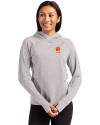 Clemson Tigers Alumni Cutter & Buck Adapt Knit Recycled Womens Heathered Hooded Pullover Polished Heather Front Thumbnail Image