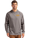 LSU Tigers Alumni Cutter & Buck Adapt Knit Recycled Mens Heathered Hooded Pullover Black Heather Front Thumbnail Image