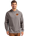 Oklahoma State Cowboys Alumni Cutter & Buck Adapt Knit Recycled Mens Heathered Hooded Pullover Black Heather Front Thumbnail Image