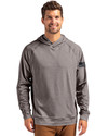 View image 1: Patriotic Mono Cutter & Buck Adapt Recycled Soft Knit Stretch Mens Heathered Hooded Pullover Black Heather Mannequin