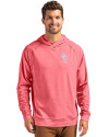 Oklahoma Sooners Alumni (Lights and CDR) Cutter & Buck Adapt Knit Recycled Mens Heathered Hooded Pullover Cardinal Red Heather Front Thumbnail Image