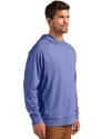 Kansas Jayhawks Alumni Cutter & Buck Adapt Knit Recycled Mens Heathered Hooded Pullover Tour Blue Heather Side Thumbnail Image