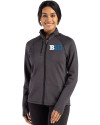 View image 1: BIG 10 Conference Cutter & Buck Peshastin Recycled Grid Fleece Womens Full Zip Jacket Black Heather Front