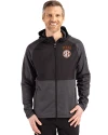 Texas Longhorns SEC Cutter & Buck Peshastin Fleece Recycled Mens Hybrid Jacket Black Heather Front Thumbnail Image